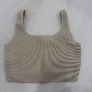 Babaton Taupe Ribbed Crop Top